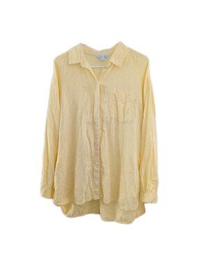 Old Navy The Boyfriend Shirt Mustard Yellow Plaid Flannel Button Down Womens L